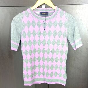 Luisa Spagnoli Purple and Gray Argyle Wool Angora Knit Blend Sweater - Small New